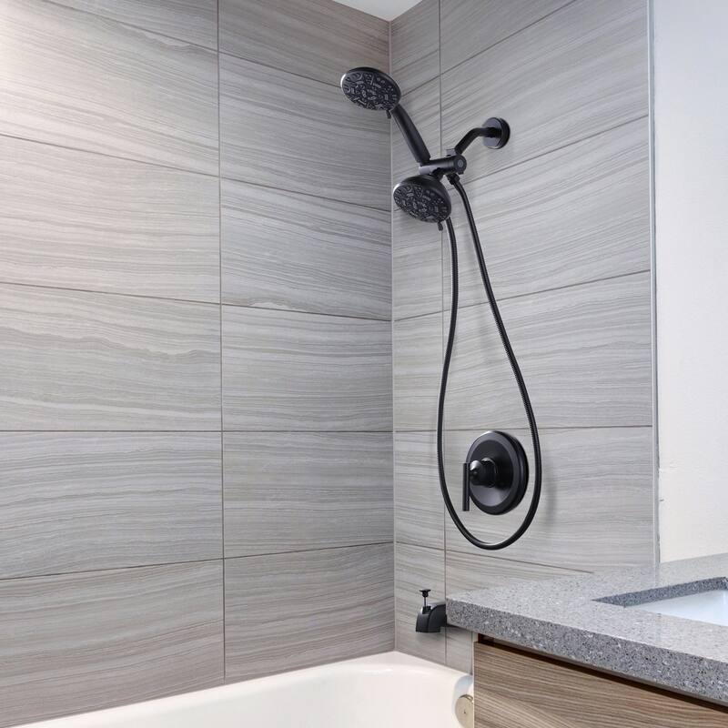 WOWOW Single Handle 7-Spray Dual Shower Head Faucet with Tub Spout