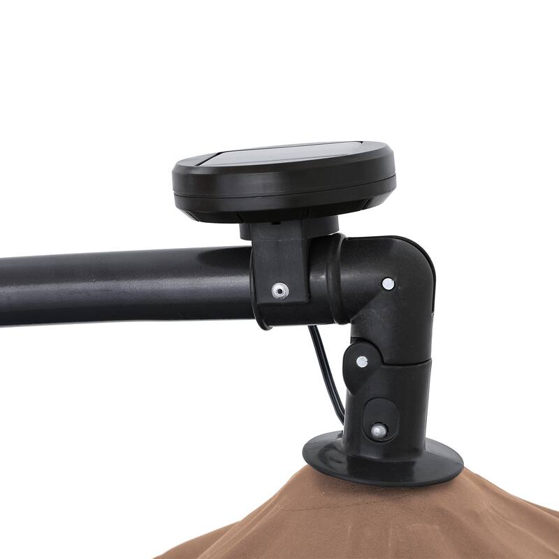 Clihome 10Ft Solar Light Crank Cantilever Patio Umbrella Without Base