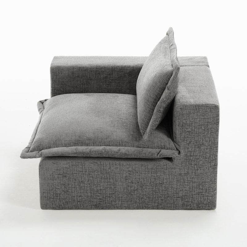 Comfy Cloud Chenille Upholstered Modular Sectional Sofa - Grey-Lfet - Right Facing