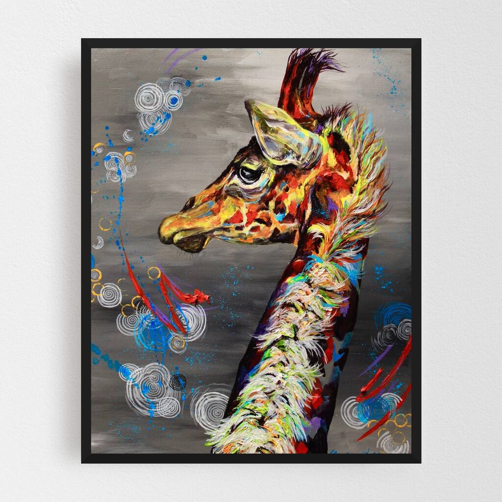 Animals Cosmic Giraffe Modern Framed Wall Art Print