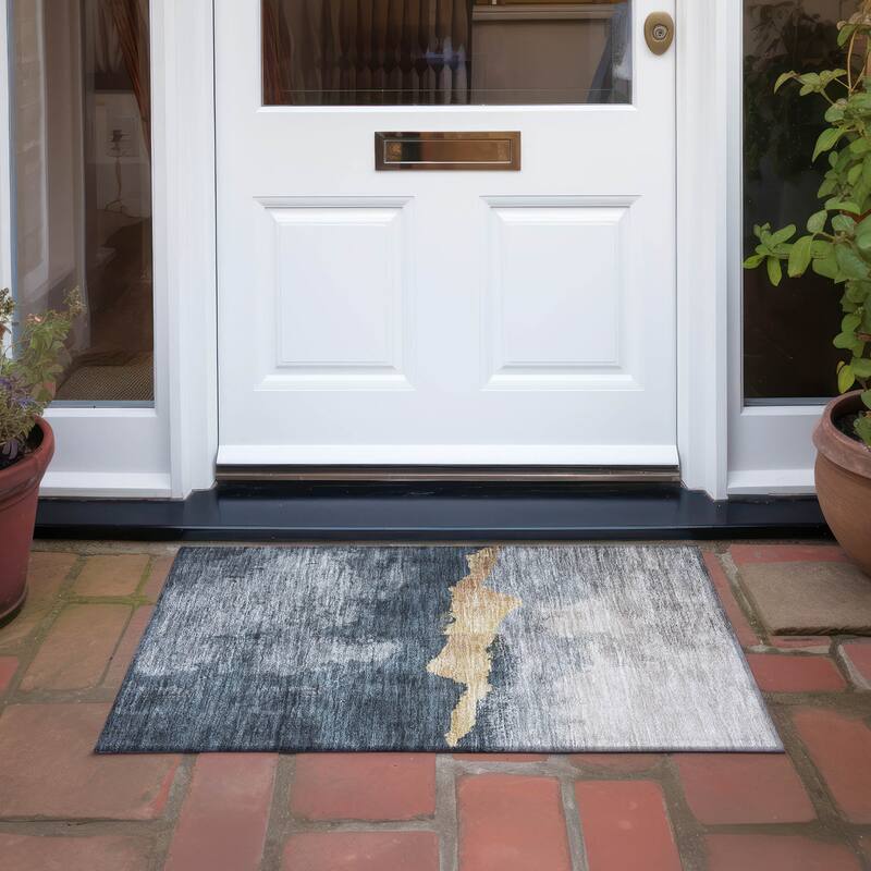 Machine Washable Indoor/ Outdoor Modern Contemporary Chantille Rug