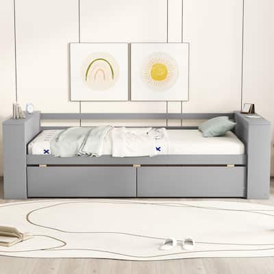 Twin Size Daybed with Shelves and Drawers