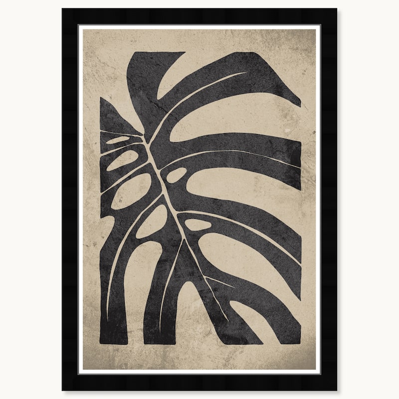 Wynwood Studio Leaf Detail Framed Boho Minimalist Abstract Prints - 15 x 21 - Black