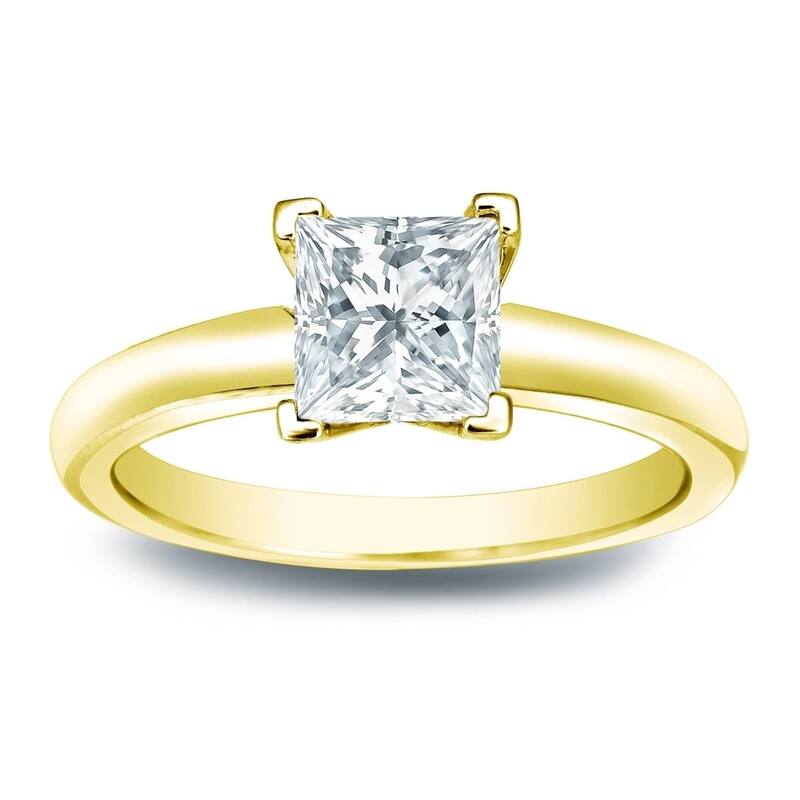 Auriya 14k Gold 1/3ctw Princess-cut Solitaire Diamond Engagement Ring