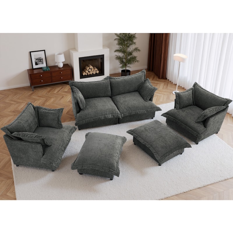 6-Piece Chenille Cloud Modular Living Room Set