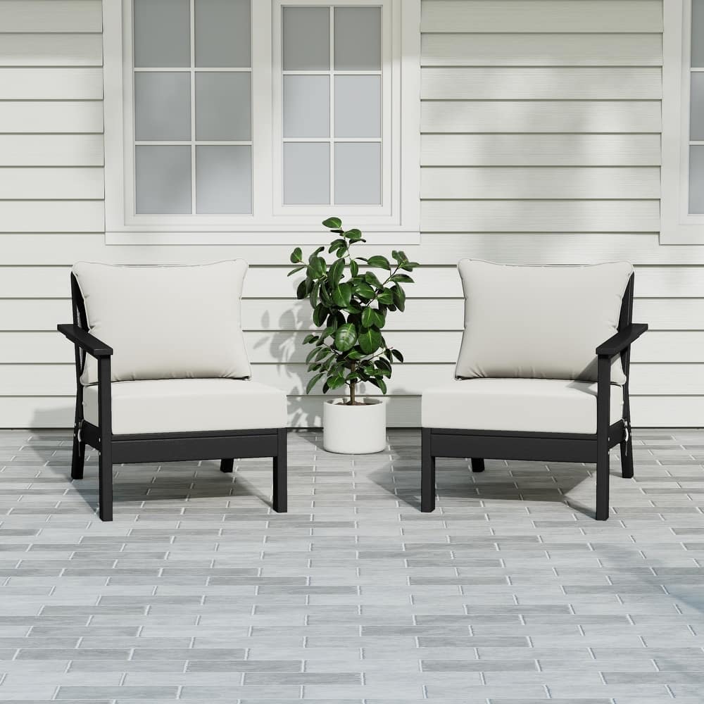 Birchwood All Weather HDPE Outdoor Patio Deep Seating Black Loveseat (2-Piece)