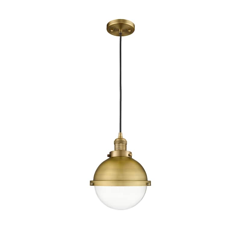 Innovations Lighting Franklin Restoration Hampden 1 Light 9" Cord Hung Mini Pendant - Clear/Brushed Brass