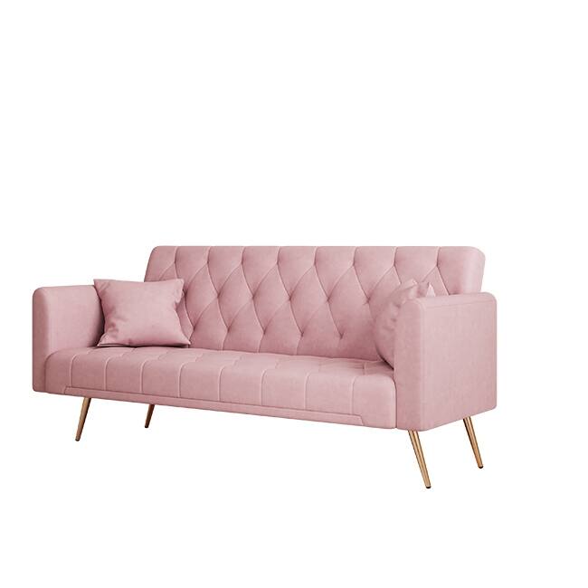 71" Velvet Green Gray Double Sofa Bed