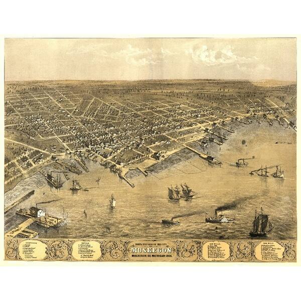 Shop Muskegon Michigan Panoramic Map Art Print Multiple