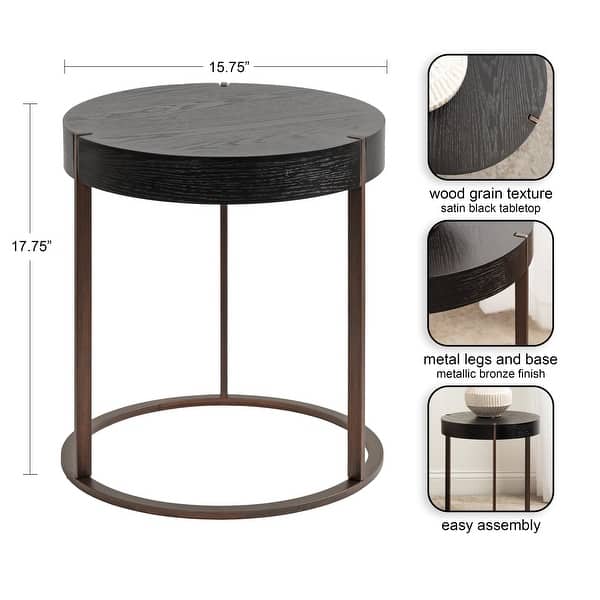 Kate and Laurel Rovin Side Table Wood and Metal - 16x16x18