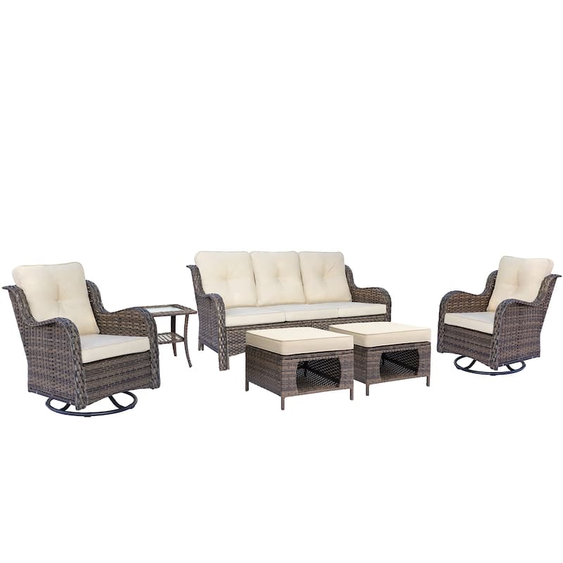 Outdoor Furniture-Wicker Patio Furniture Sets with Swivel Rocker Chair
