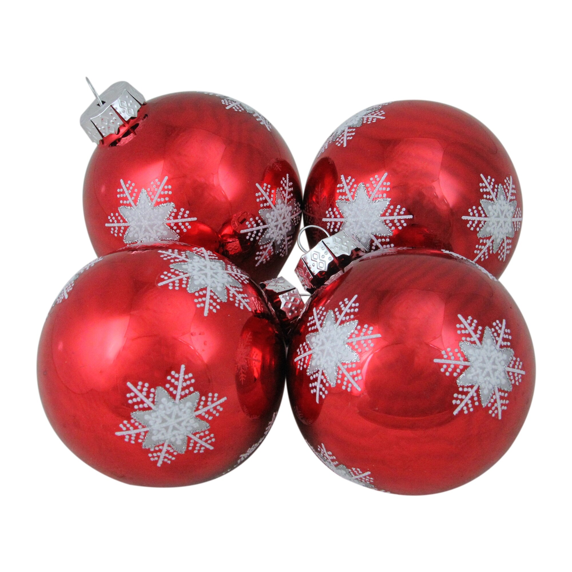18 x 80mm Glitter Designs 18 x Silver Snowflake Luxury Shatterproof Christmas Tree Baubles 