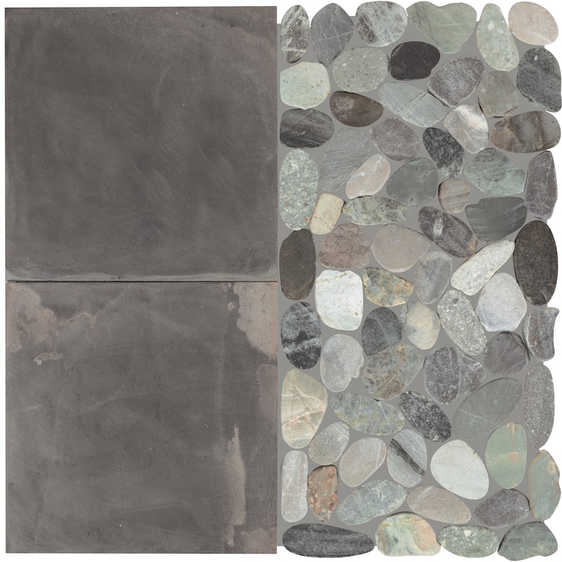 Daltile Pebble Oasis Natural Stone Art Deco Pebble Mosaic 11" x 11" (11 PC per Carton) (10.78 SQFT per Carton) - Coastal