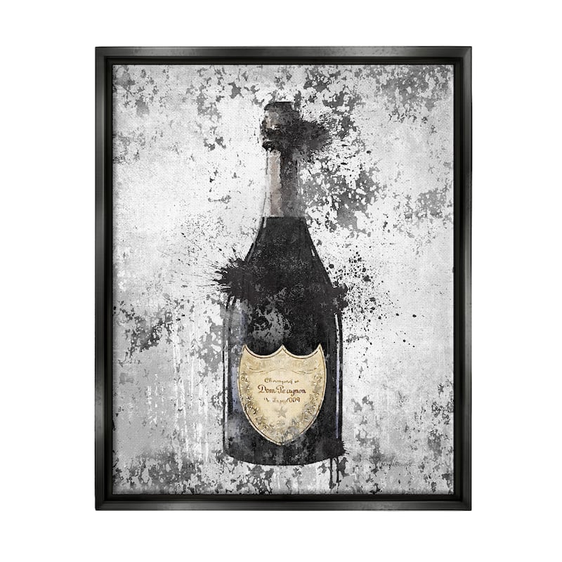 Stupell Champagne Grey Gold Ink Illustration Floater Frame - Black