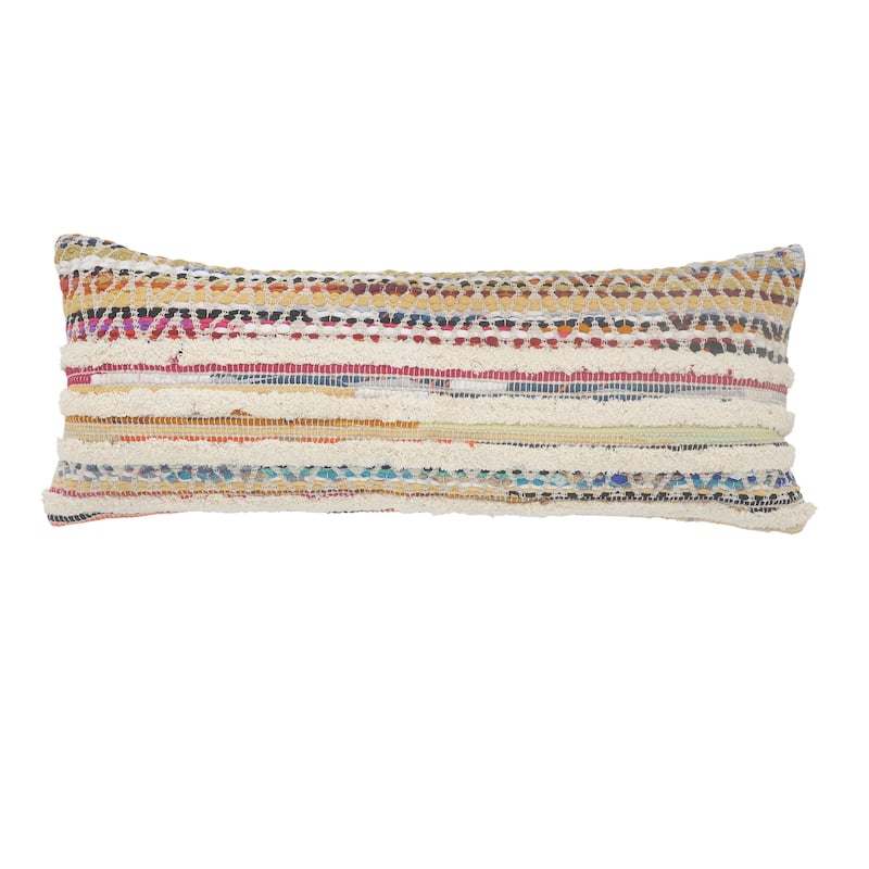 Sevita White Chevron Striped Multi Throw Pillow 18 inch