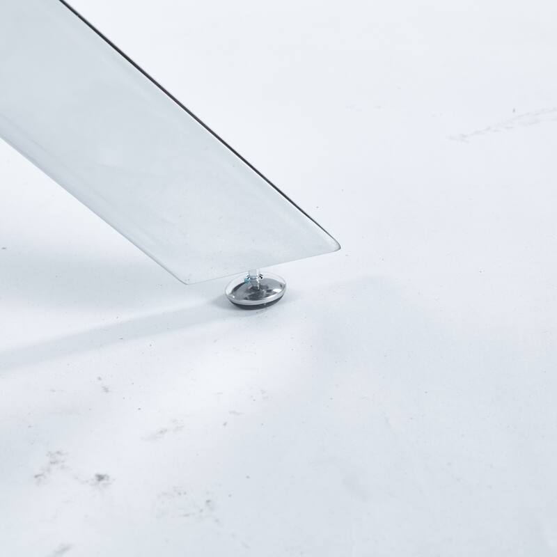 Modern Square Dining Table with Tempered Glass Top & Cross Metal Legs, Space-Saving for Kitchen and Living Room