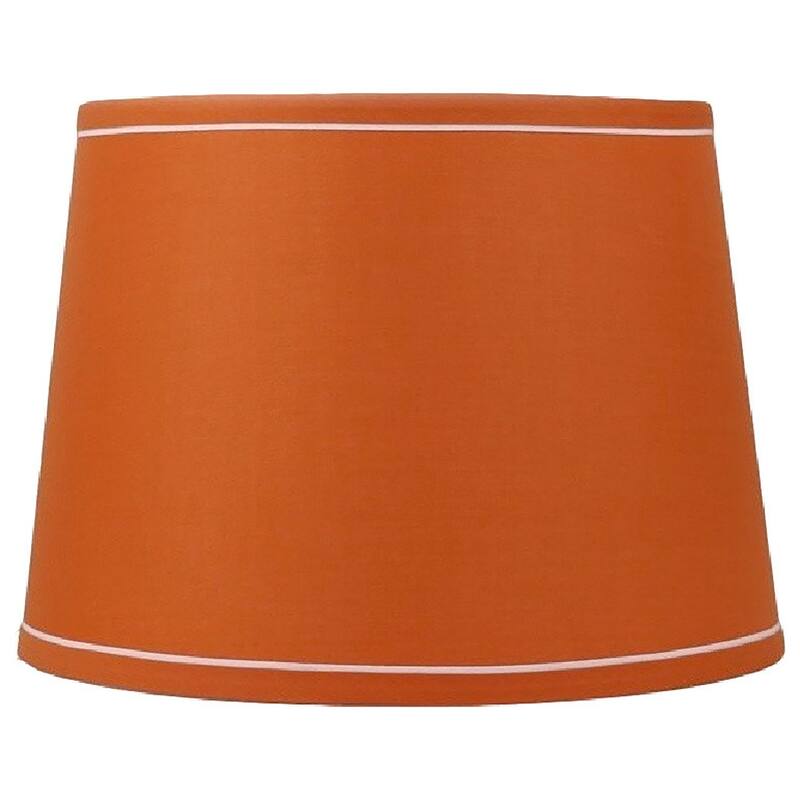 French Drum With White Trim Lampshade, 10" Top, 12" Bottom, 8.5" Slant