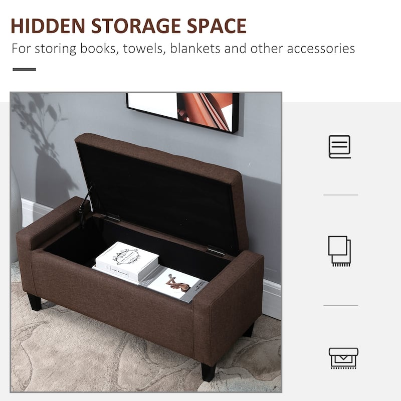 Soft Foam Linen Storage Bench with Flip-Top Lid and Rubberwood Feet for Comfortable Seating - 36.25" W x 15.75" D x 15.75" H