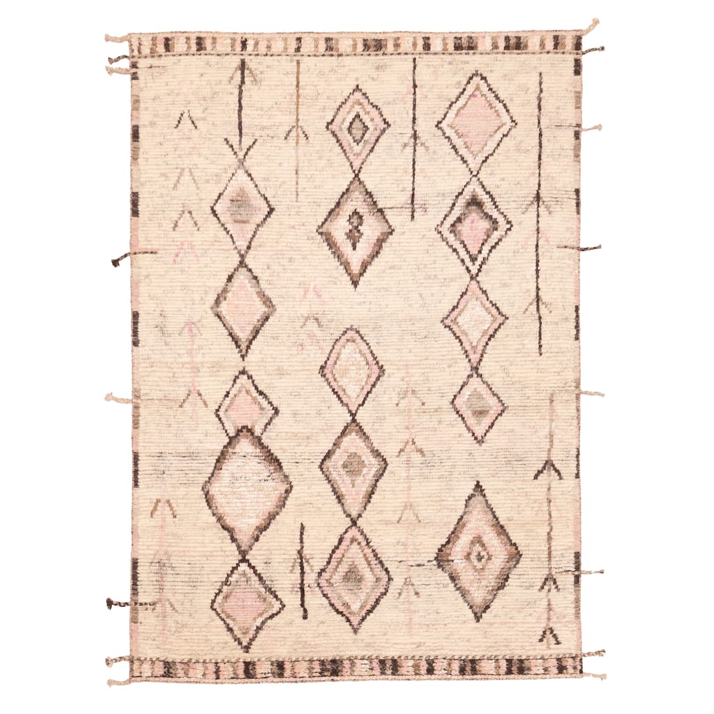 ECARPETGALLERY Hand-knotted Tangier Cream Wool Rug - 6'7 x 9'9