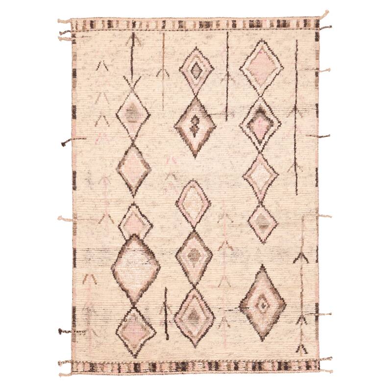 ECARPETGALLERY Hand-knotted Tangier Cream Wool Rug - 6'7 x 9'9