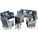 preview thumbnail 31 of 30, OVIOS 6-Piece Outdoor Patio Swivel Chairs Set with 30" Fire Pit