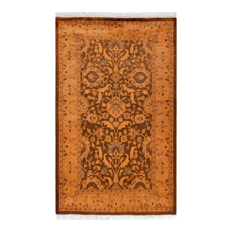 Overton Hand Knotted Wool Vintage Inspired Modern Contemporary Overdyed Gold Area Rug - 2' 6" x 4' 4"