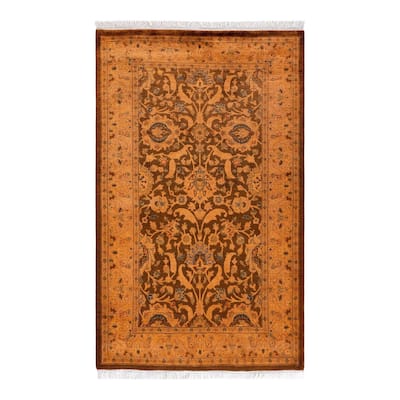 Overton Hand Knotted Wool Vintage Inspired Modern Contemporary Overdyed Gold Area Rug - 2' 6" x 4' 4"