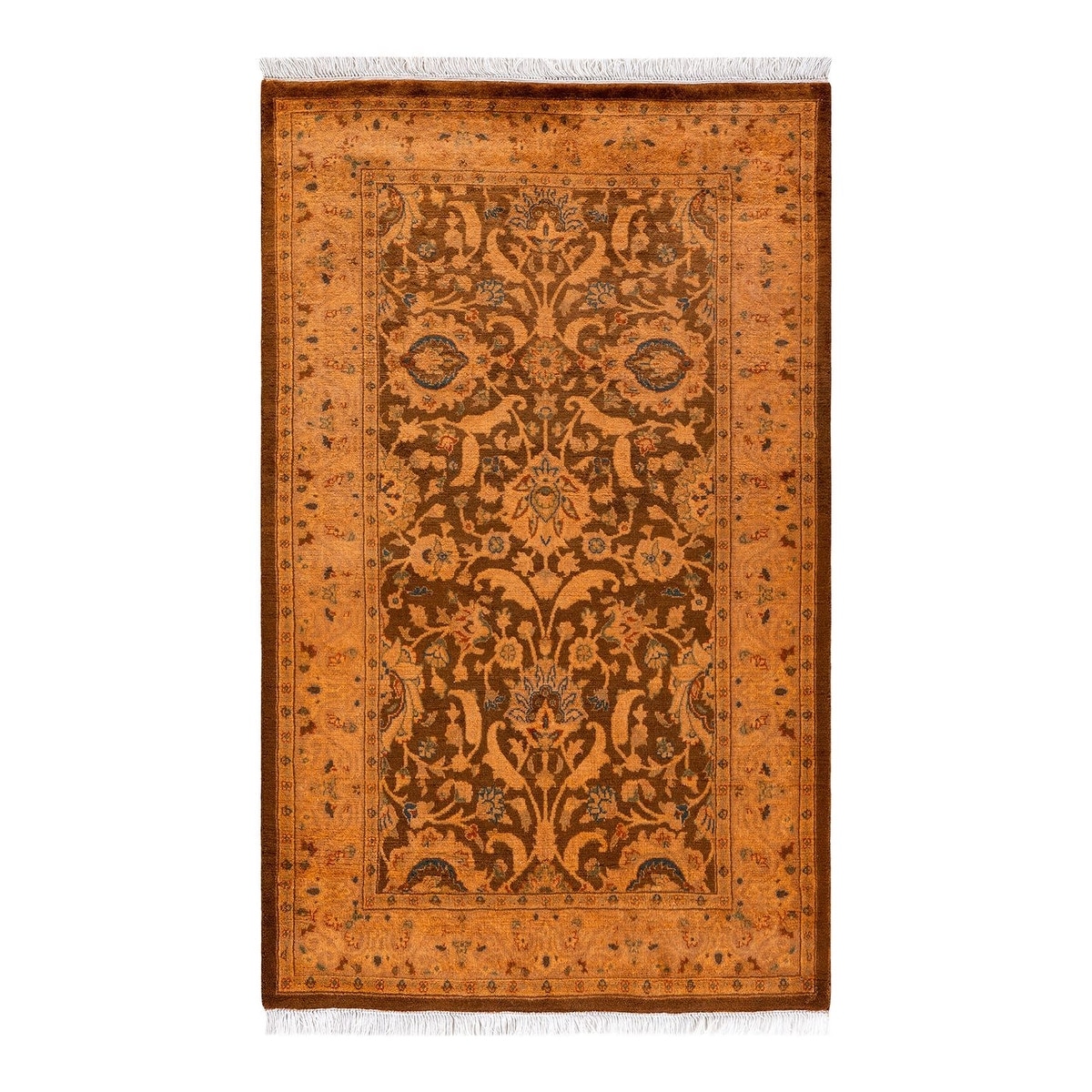Overton Hand Knotted Wool Vintage Inspired Modern Contemporary Overdyed Gold Area Rug - 2' 6" x 4' 4"