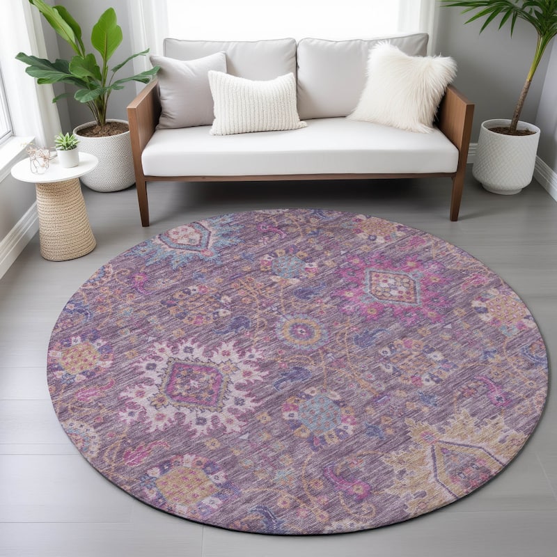Machine Washable Indoor/Outdoor Boho Traditional Chantille Rug