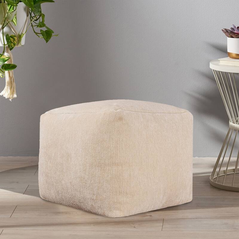 Sevita Transitional Solid Chenille Indoor Pouf