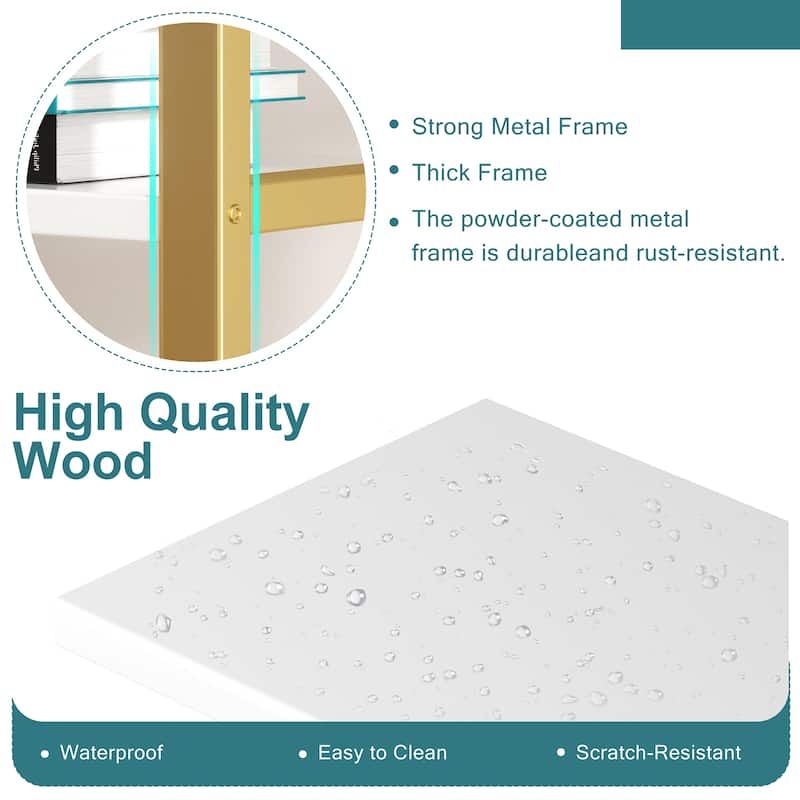 Futzca 5 Tiers Bookshelf Arched, Wooden Bookcase Display Rack