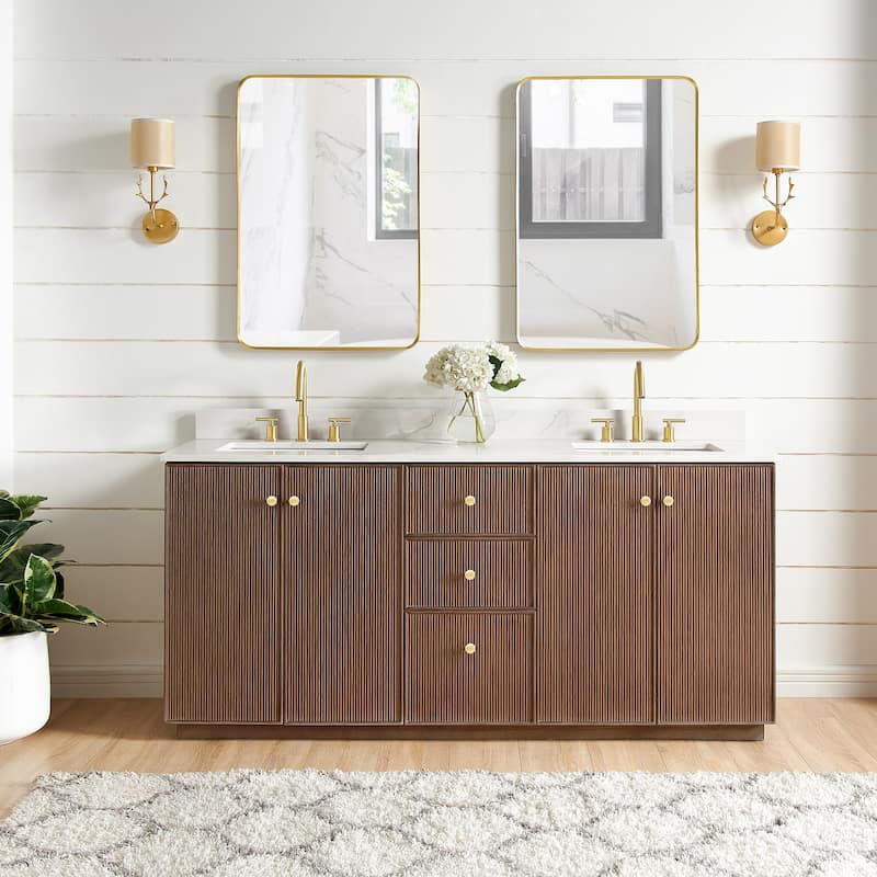 Oza Bath Vanity with Quartz Stone Top and Mirror