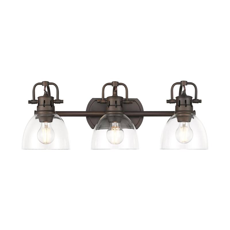 Yep by Golden Lighting Duncan 3-light Vanity in Rubbed Bronze and Clear Glass