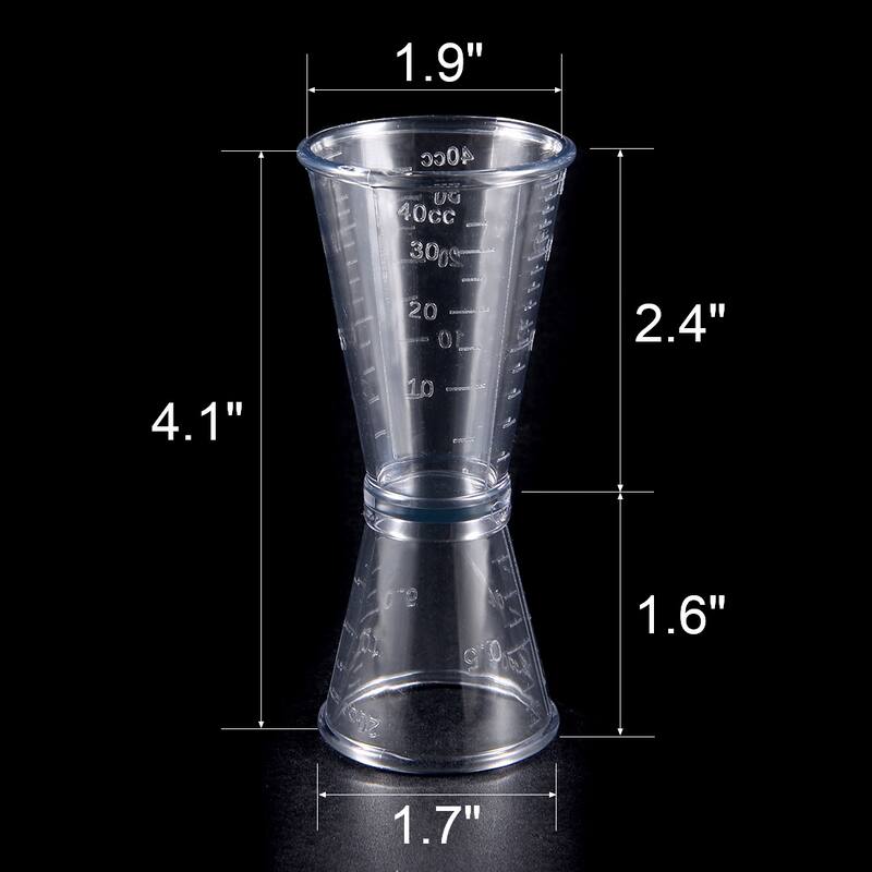 2 Pcs Double Clear Plastic Measure Cup for Party Kitchen Tool 40ml/20ml