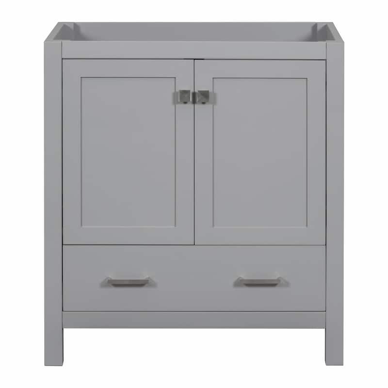 30" White Bathroom Vanity with Single Sink, 2 Doors, and Drawer