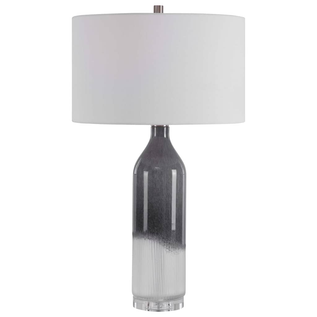 Frosted Glass Table Lamp with White Drum Shade - 30.25" - Gray and White