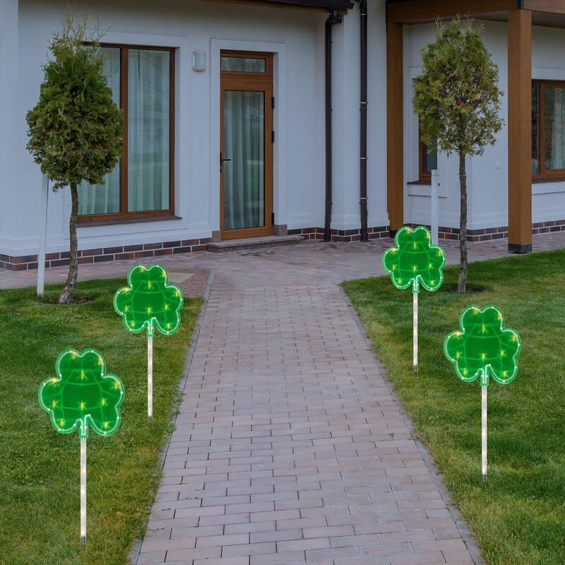 Shamrock St. Patrick 's Day Pathway Marker Lawn Stakes 28.75" Green 4