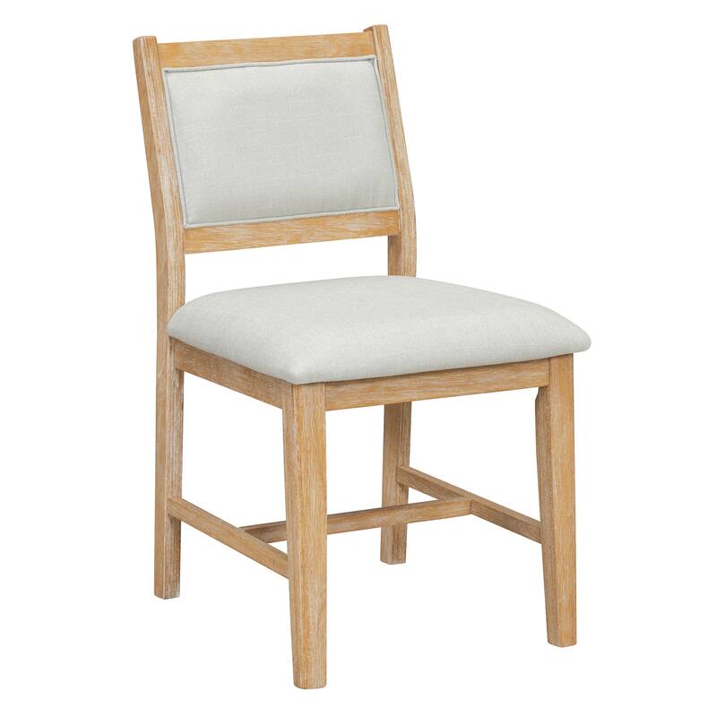GDFStudio - 7-Piece Rectangular Wood Dining Table Set with 6 Upholstered Chairs