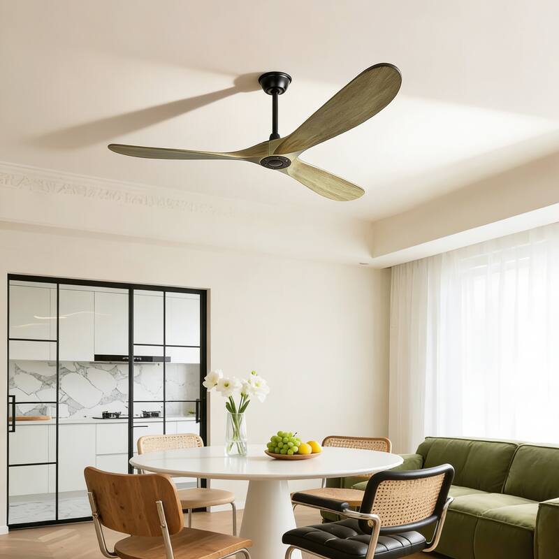 72"Large Size Solid Wood Ceiling Fan without Lights with Remote Control and Wall Switch, for Patio,Indoor,Living Room,Bedroom