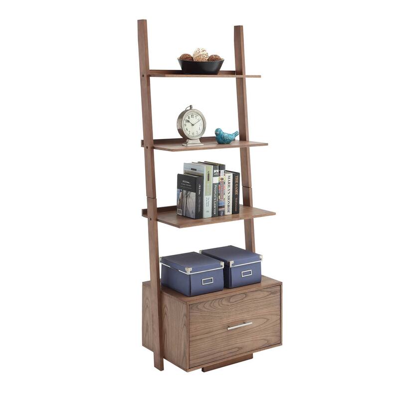 Convenience Concepts American Heritage Ladder Bookshelf with File Drawer