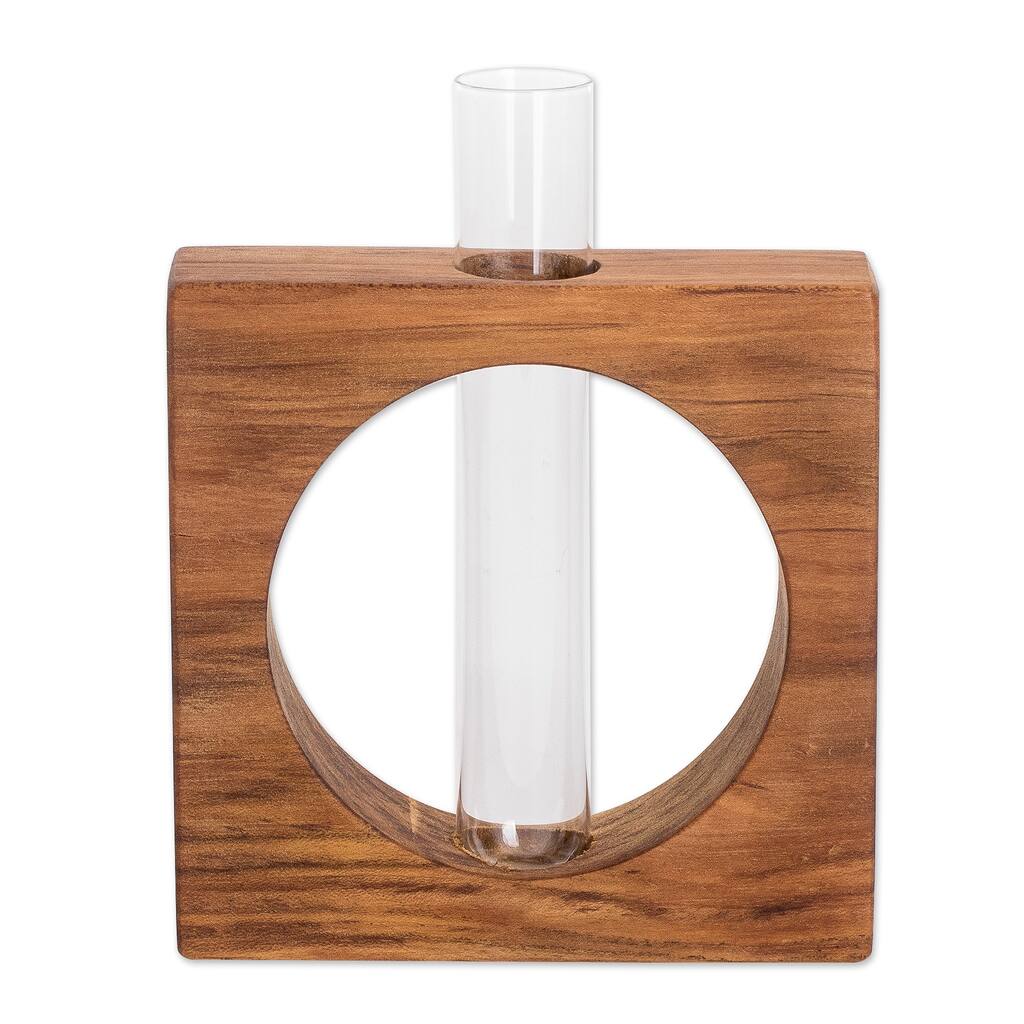 Novica Handmade Home Elegance Teak And Glass Vase