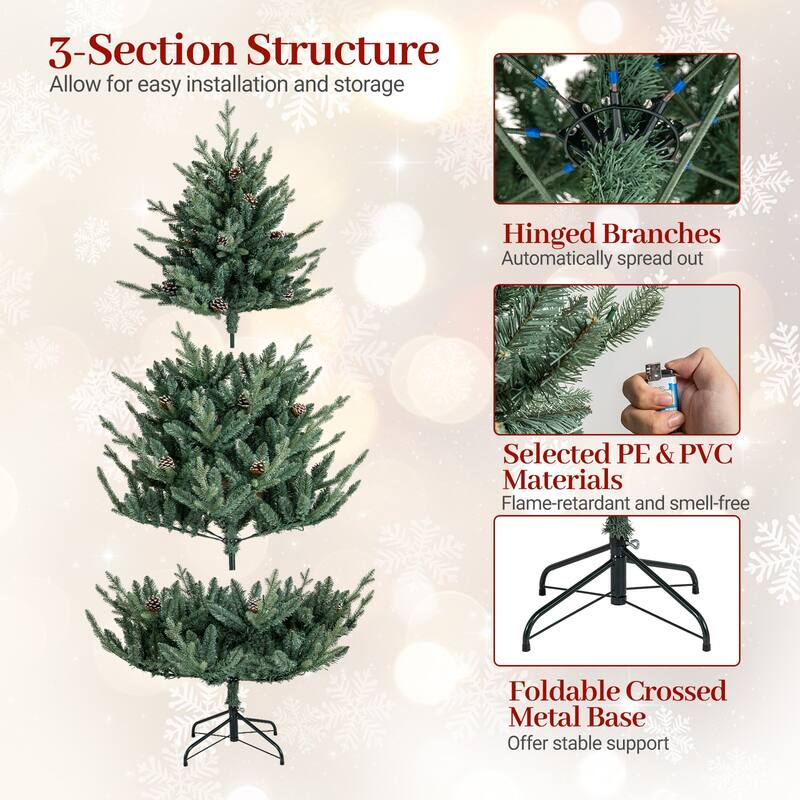 Gymax 7.5 FT Artificial Christmas Tree w/1306 Branch Tips 500 LED