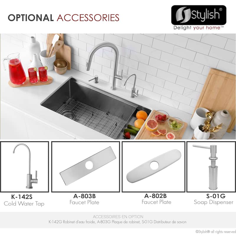 Single Handle Pull-Down Sprayer Kitchen Faucet K-141 - Height: 17.25" Spout H: 9" Spout R: 9"