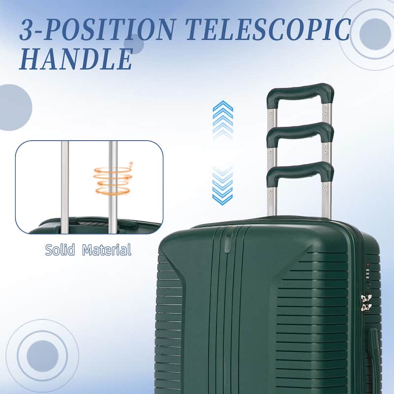 3-Piece, Modern Luggage Sets, Multi-functional Luggage with Spinner Spinner and Combination Lock, for Boarding Travel, Emerald