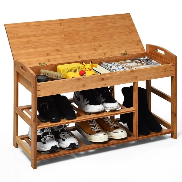 Costway 3-Tier Bamboo Shoe Bench Entryway Storage Rack Organizer Home - On  Sale - Bed Bath & Beyond - 31058608