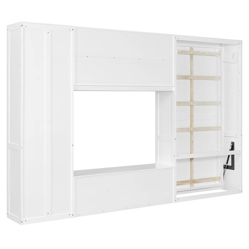 Roomfitters Twin Size Wall Murphy Bed with TV Stand, Cabinets & Shelving Storage