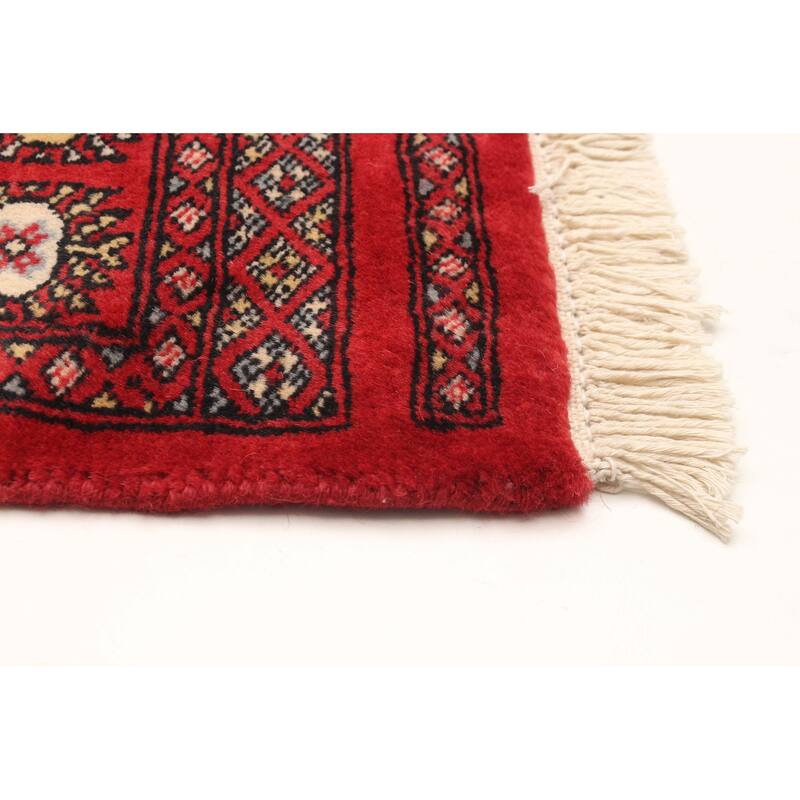 ECARPETGALLERY Hand-knotted Peshawar Bokhara Red Wool Rug - 3'2 x 5'2