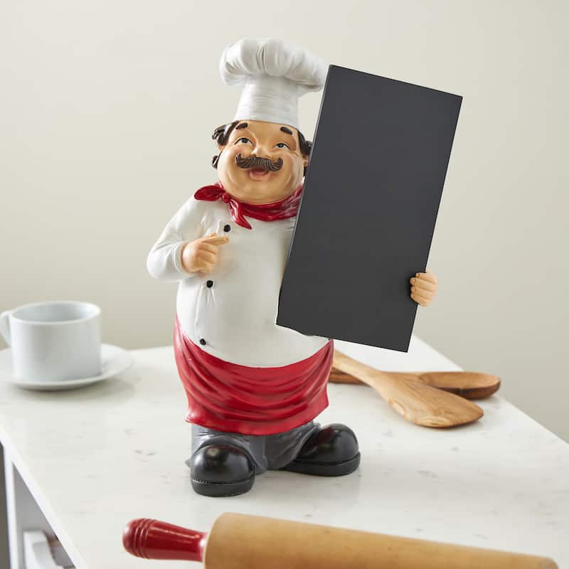 White Polystone Kitchen Decorative Figurine Chef Decorative Sculpture