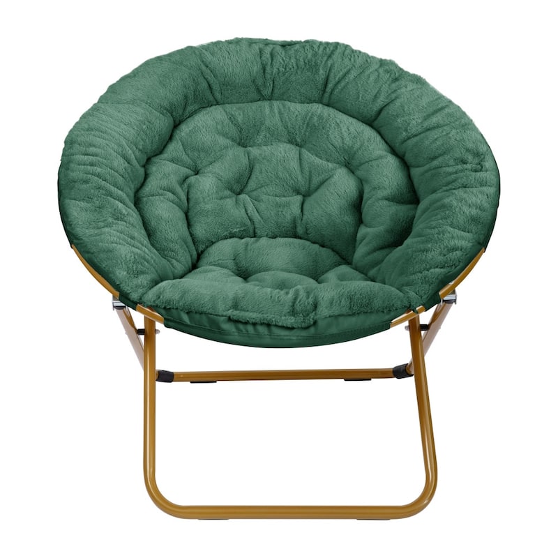 Upholstered XL Folding Saucer Chair with Ottoman - 31"D x 35.75"W x 33.5"H