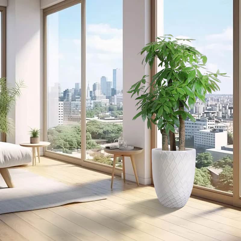 Elegant Ceramic Pot with Diamond Pattern for Indoor-Outdoor Plants